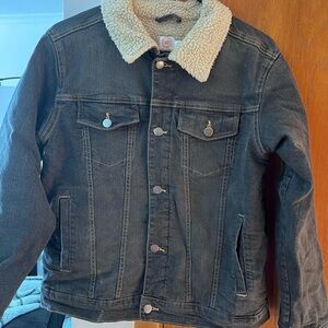 Warm Sherpa Lined Denim Jacket Boys XL 14/16 black wash